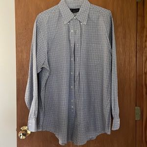 Blue plaid long sleeve button down shirt